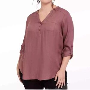 Torrid Walnut Rayon Twill Tunic Shirt blouse.